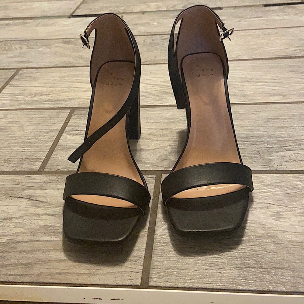 Wide black heels